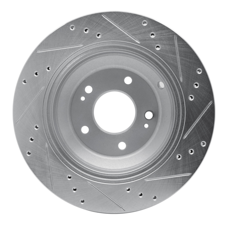 Hyundai Equus Brake Rotor (1) - Rear Left - R1 Concepts - Drilled & Slotted - Silver - `11-`17